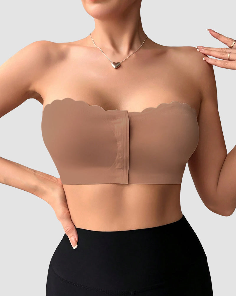 Women's Comfortable Breathable Scallop Trim Hook & Eye Front Bralette