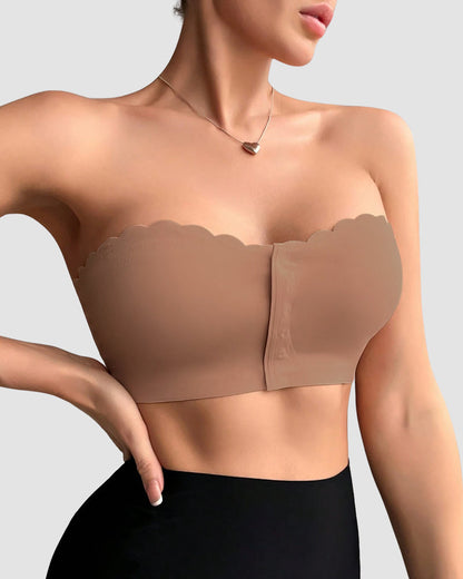 Women's Comfortable Breathable Scallop Trim Hook & Eye Front Bralette