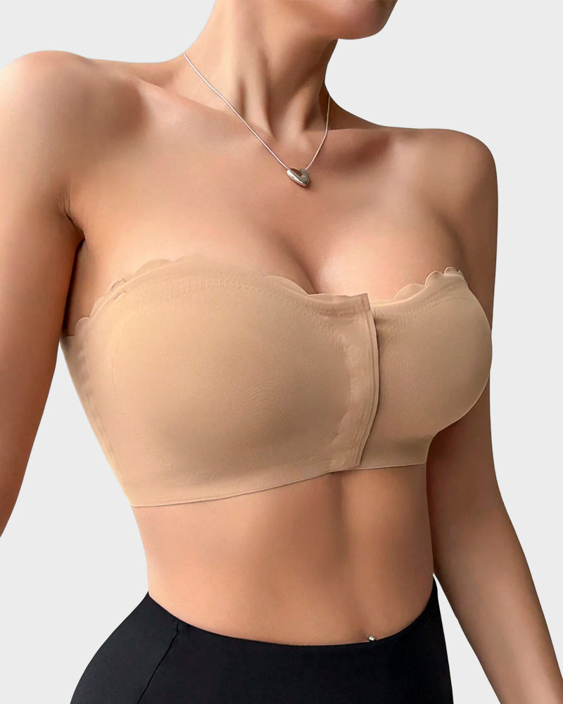 Women's Comfortable Breathable Scallop Trim Hook & Eye Front Bralette