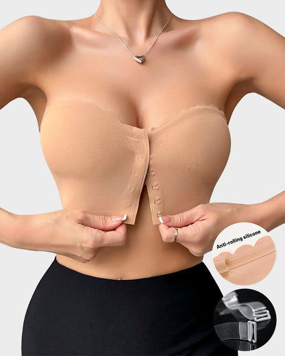 Women's Comfortable Breathable Scallop Trim Hook & Eye Front Bralette