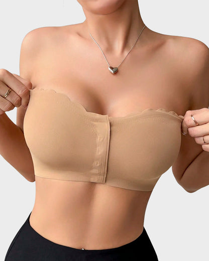 Women's Comfortable Breathable Scallop Trim Hook & Eye Front Bralette