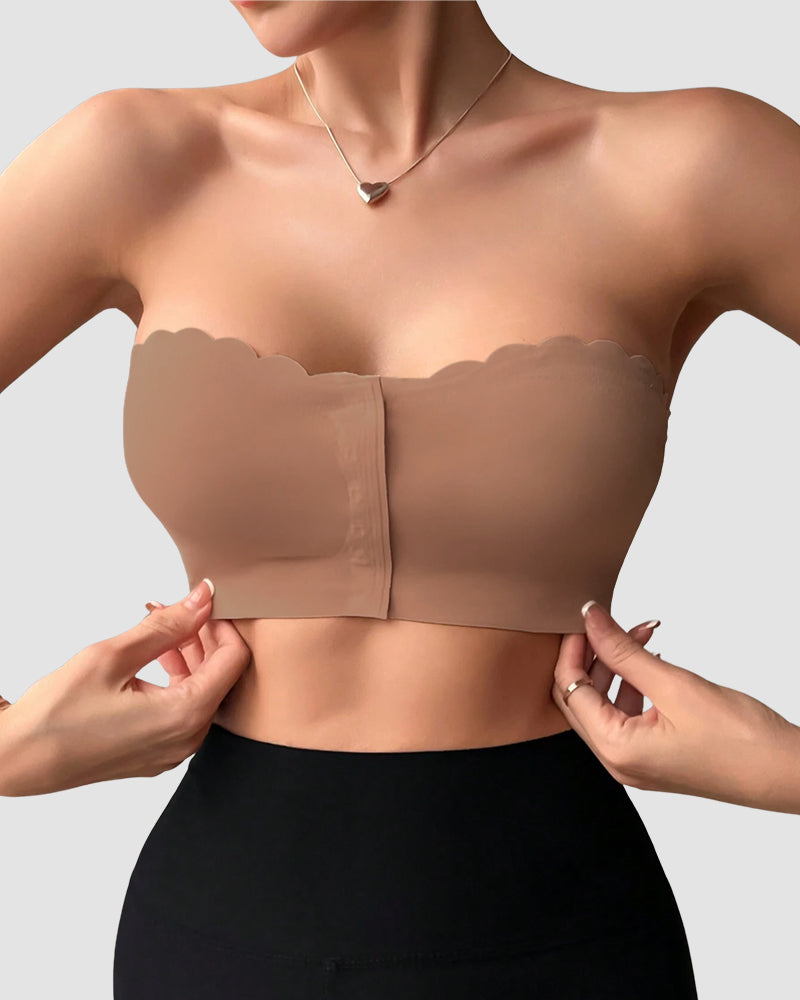 Women's Comfortable Breathable Scallop Trim Hook & Eye Front Bralette