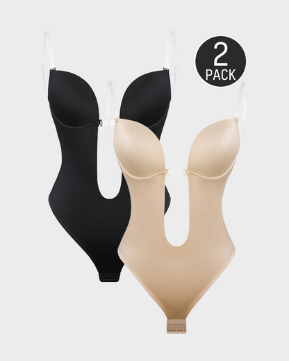 Strapless U Plunge Thong Bodysuit