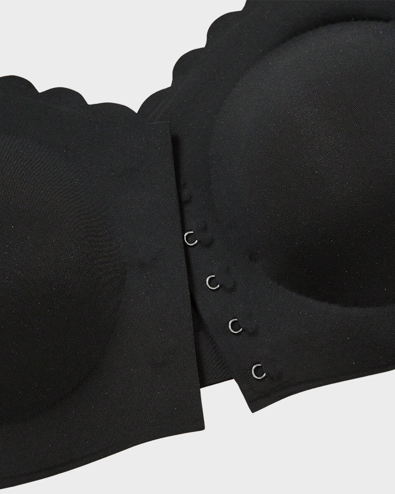 Women's Comfortable Breathable Scallop Trim Hook & Eye Front Bralette