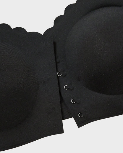Women's Comfortable Breathable Scallop Trim Hook & Eye Front Bralette