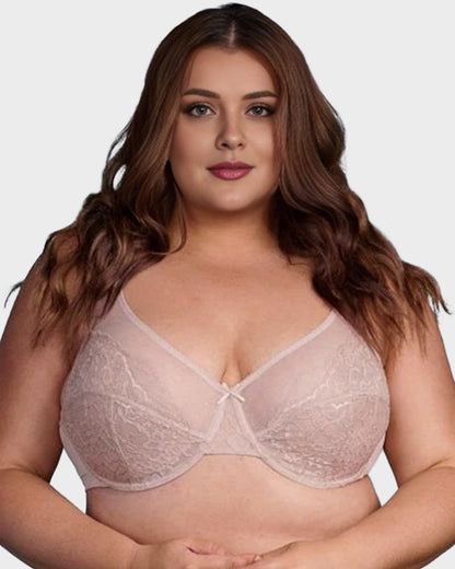 Full Coverage Lace Minimizer Bra - Petal