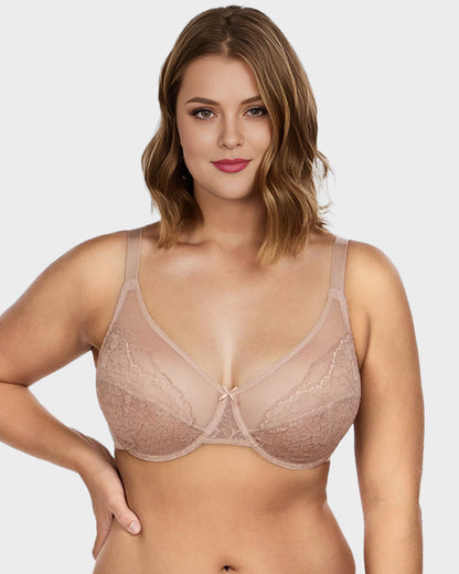 Full Coverage Lace Minimizer Bra - Petal