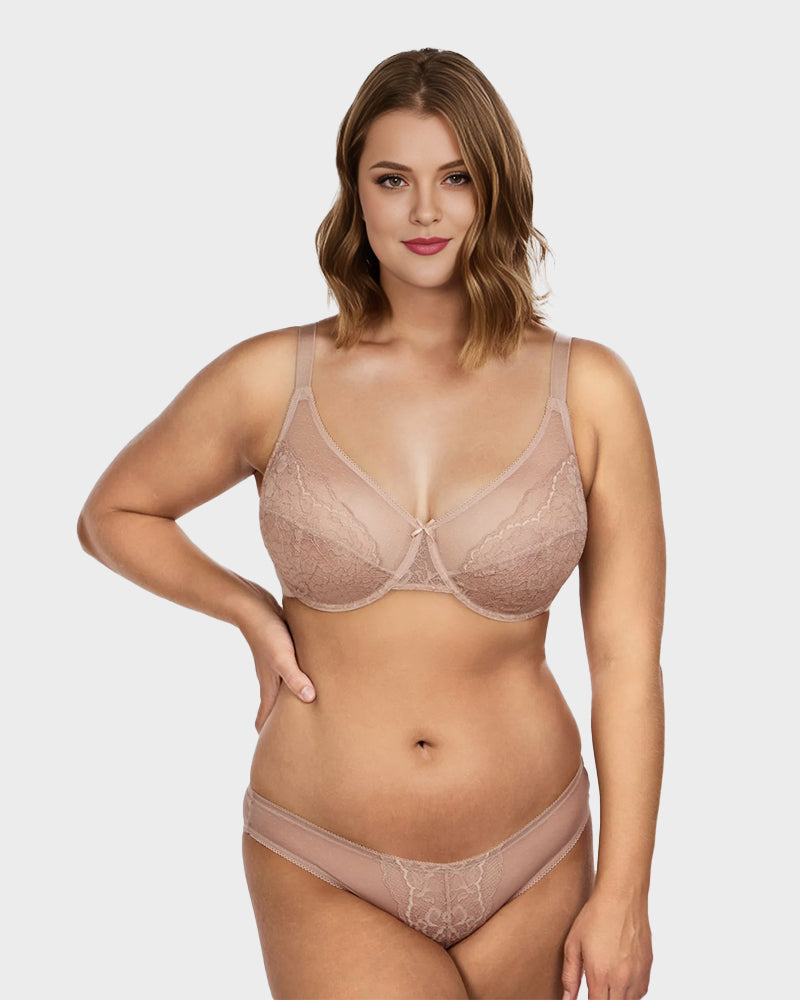Full Coverage Lace Minimizer Bra - Petal