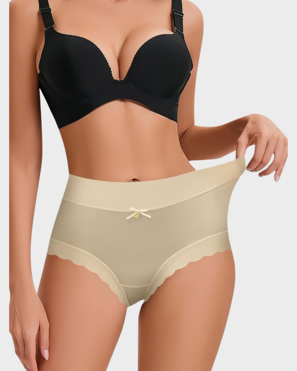 Silky High-Waist Seamless Briefs With Scalloped Edges (6 pack)