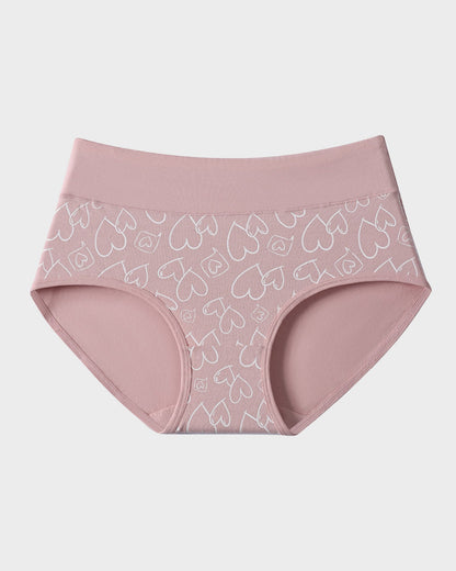Soft Cotton Heart Print High-Waist Panties (6 Pack)