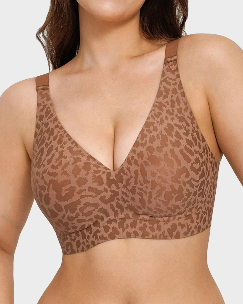 Wireless Leopard V-Neck Contour Bra